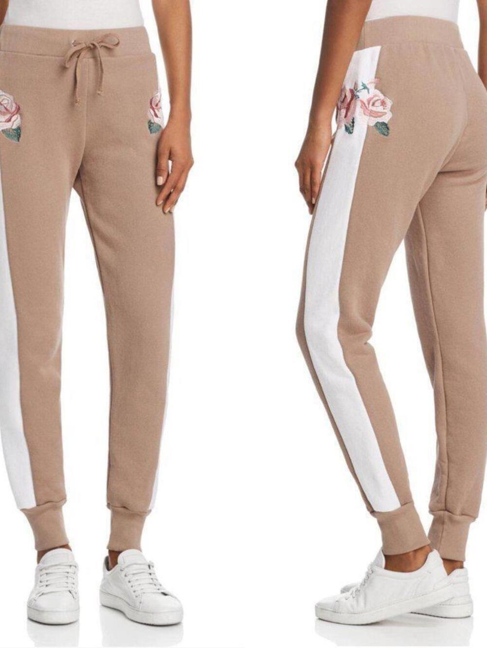 Wildfox Tea Roses Embroidered Jogger Pants
